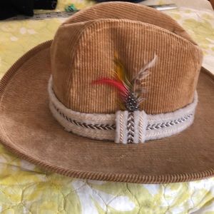 Vintage cowboy hat-Tan corduroy-never worn